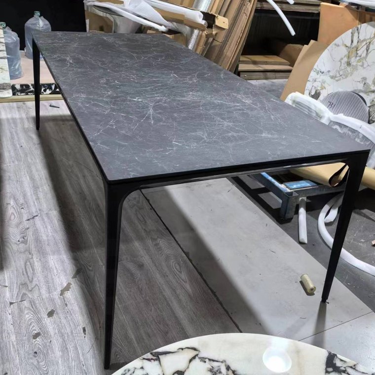 Designer style natural marble luxury stone long table ins light luxury marble dining table