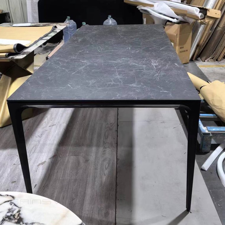 Designer style natural marble luxury stone long table ins light luxury marble dining table