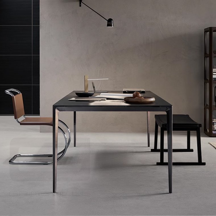 Designer style natural marble luxury stone long table ins light luxury marble dining table
