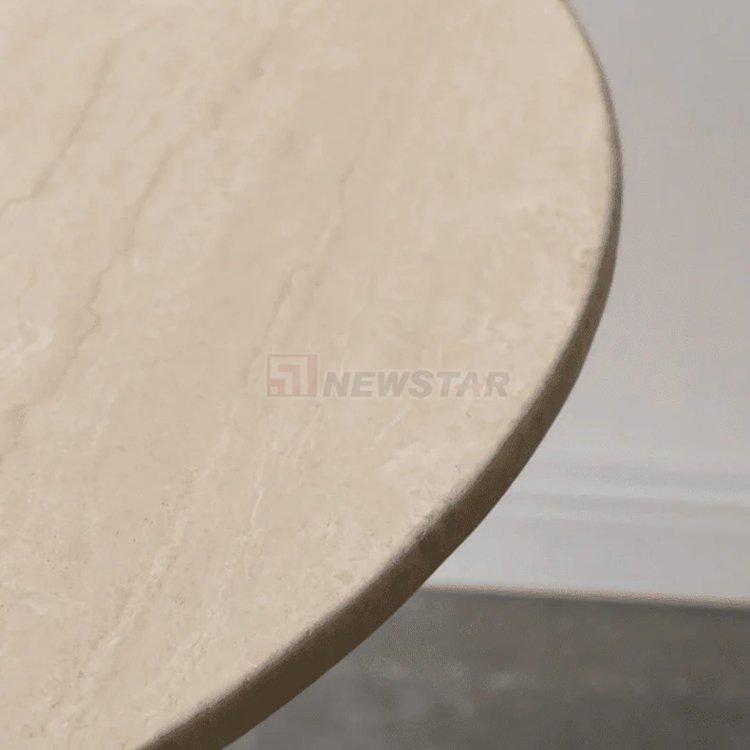Newstar Nordic Designer Furniture Travertine Top Round Dining Table Natural Marble Dining Room Tables