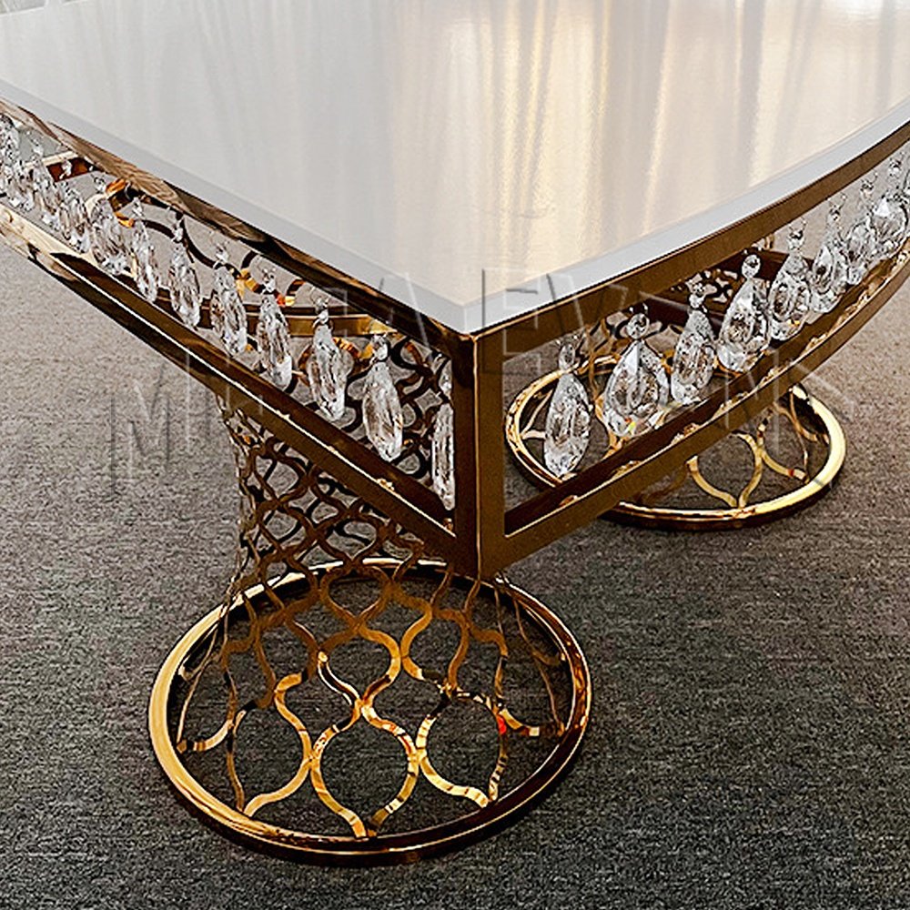 Luxury design moon wedding table stainless steel round dining table for event hotel furniture banquet dining table for wedding