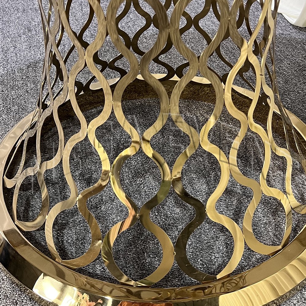 Luxury design moon wedding table stainless steel round dining table for event hotel furniture banquet dining table for wedding