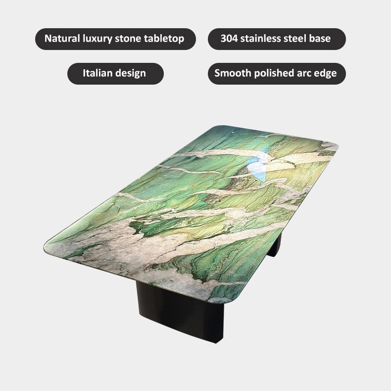 Natural Patek Philippe green luxury stone dining table green natural marble Italian light luxury high-end dining table