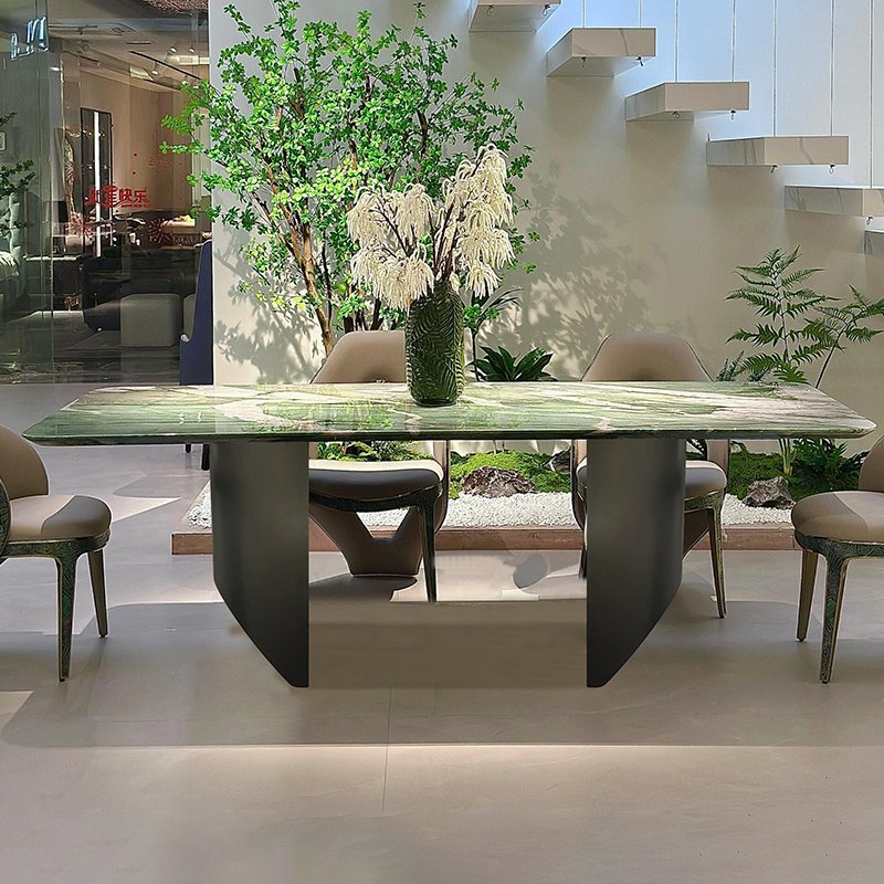 Natural Patek Philippe green luxury stone dining table green natural marble Italian light luxury high-end dining table