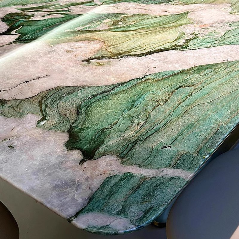 Natural Patek Philippe green luxury stone dining table green natural marble Italian light luxury high-end dining table