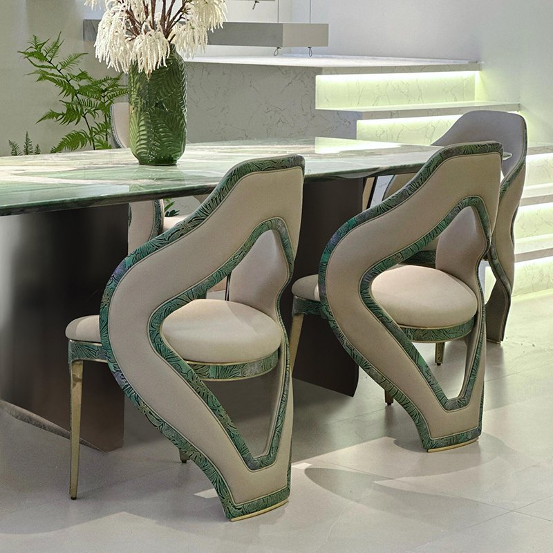 Natural Patek Philippe green luxury stone dining table green natural marble Italian light luxury high-end dining table