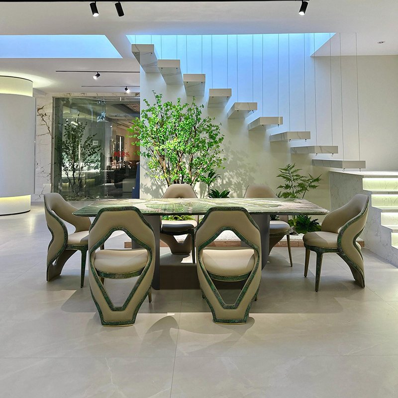 Natural Patek Philippe green luxury stone dining table green natural marble Italian light luxury high-end dining table