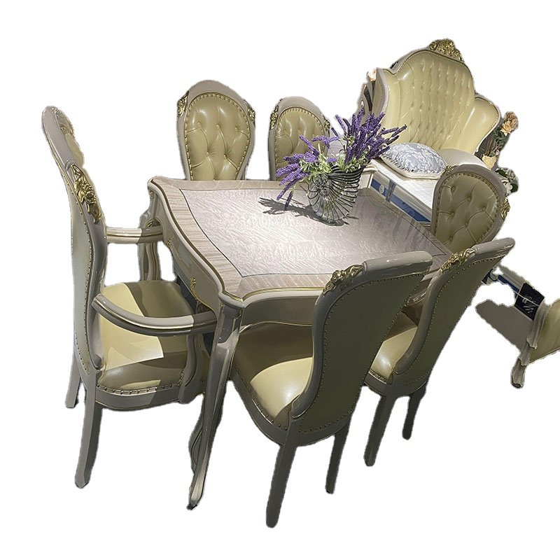Classic Luxury Restaurant Furniture Golden European Design Wooden Living Room Dining Table