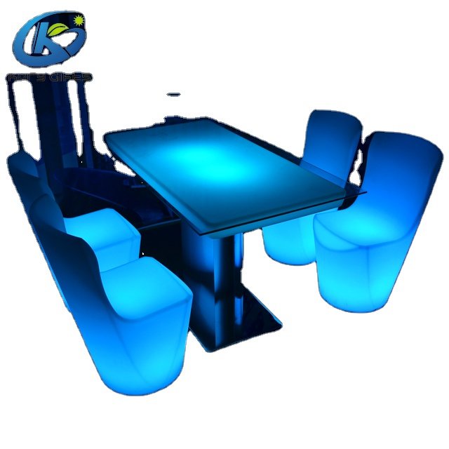 High end led outdoor lighted dining table and chair