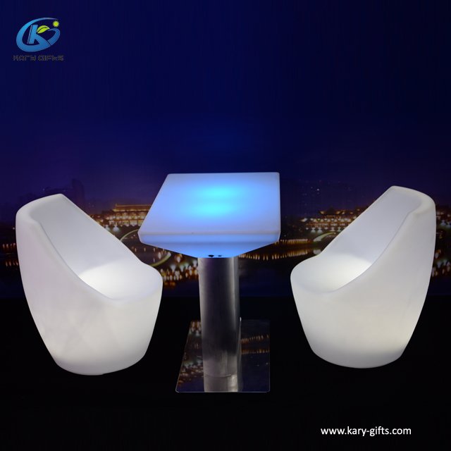 High end led outdoor lighted dining table and chair