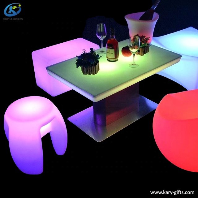 High end led outdoor lighted dining table and chair