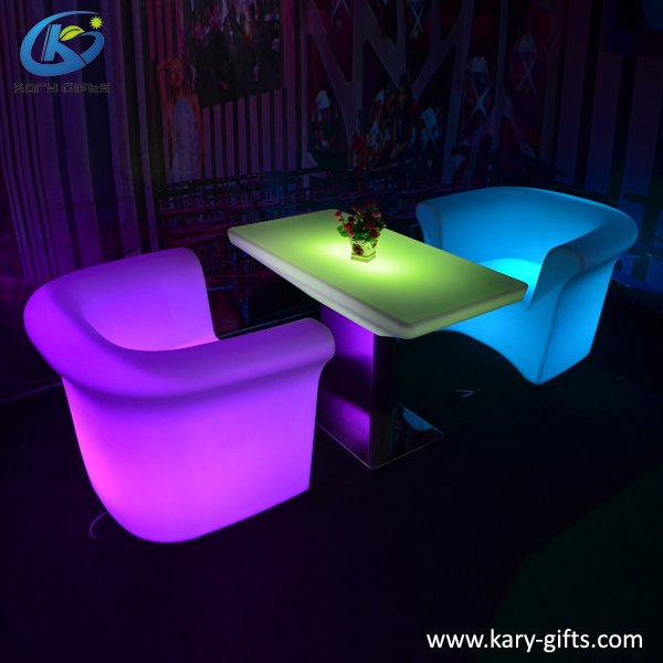 High end led outdoor lighted dining table and chair