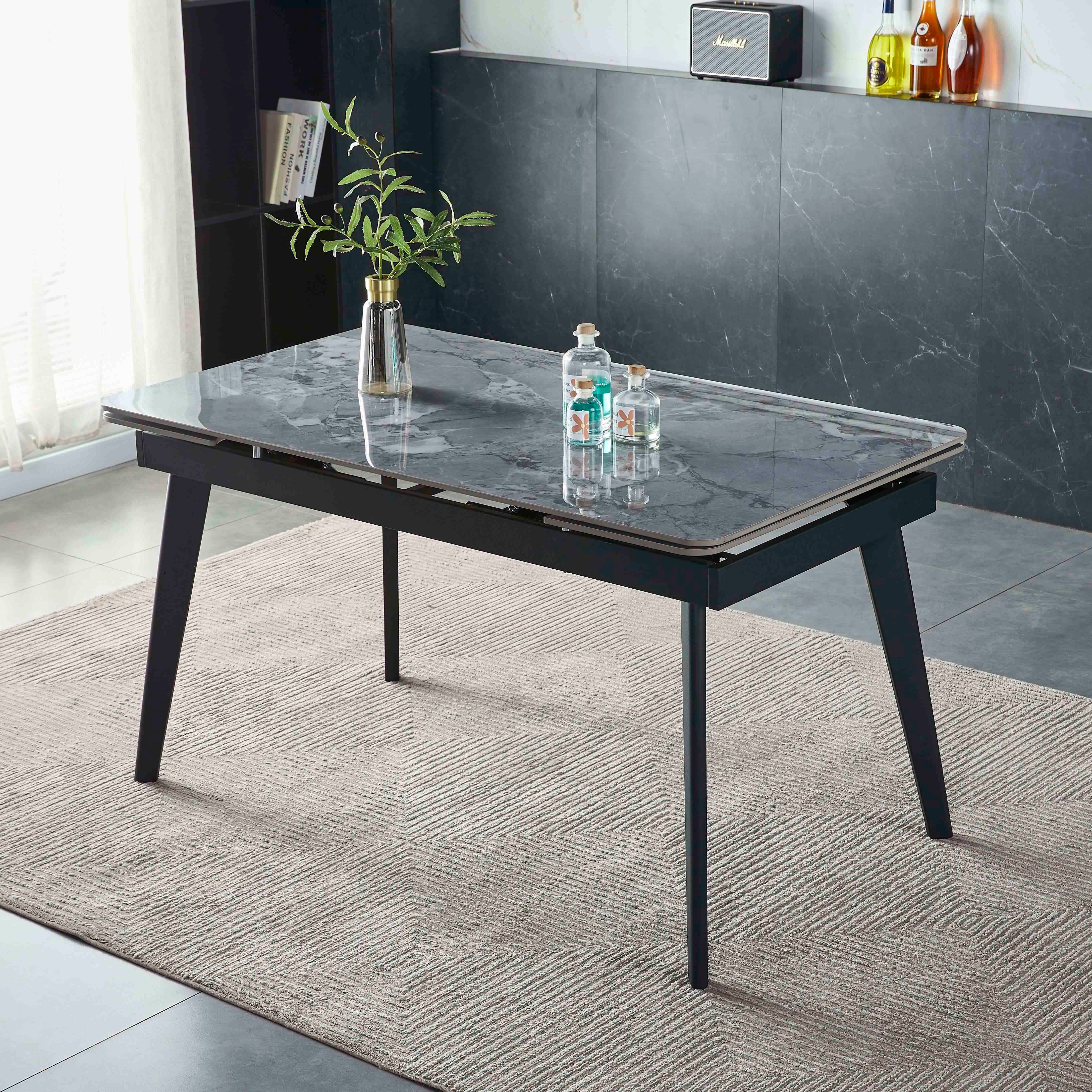 Modern Sintered Stone Top Extendable Dining Table