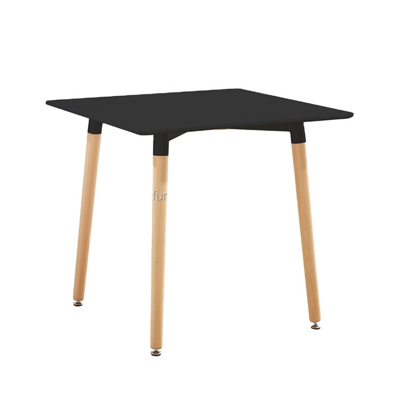 Cheap white modern mdf dining table with wooden leg