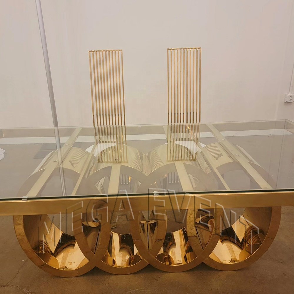 Luxury modern wedding table for bride and groom stainless steel living room dining table hotel furniture dining table for events
