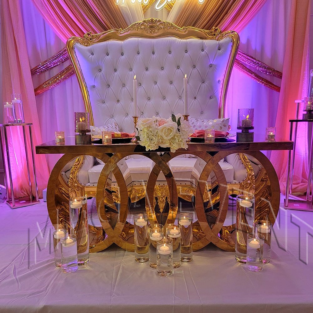 Luxury modern wedding table for bride and groom stainless steel living room dining table hotel furniture dining table for events