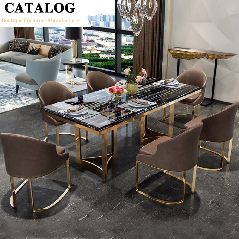 CATALOG Popular Customize Luxury Kitchen High-end Marble Dining Table for Hotel Restaurant Dining Tables For Hall