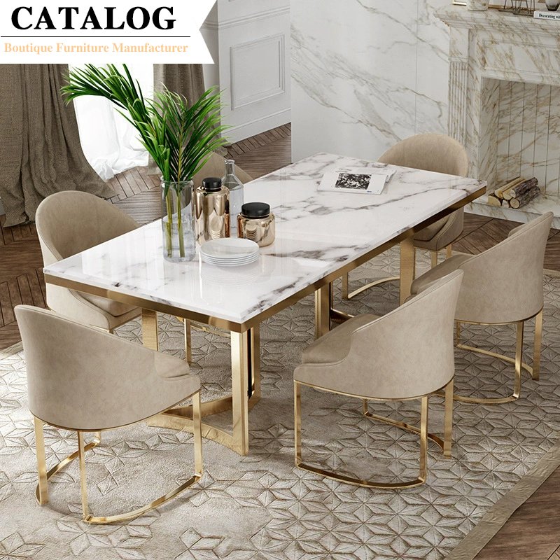 CATALOG Popular Customize Luxury Kitchen High-end Marble Dining Table for Hotel Restaurant Dining Tables For Hall