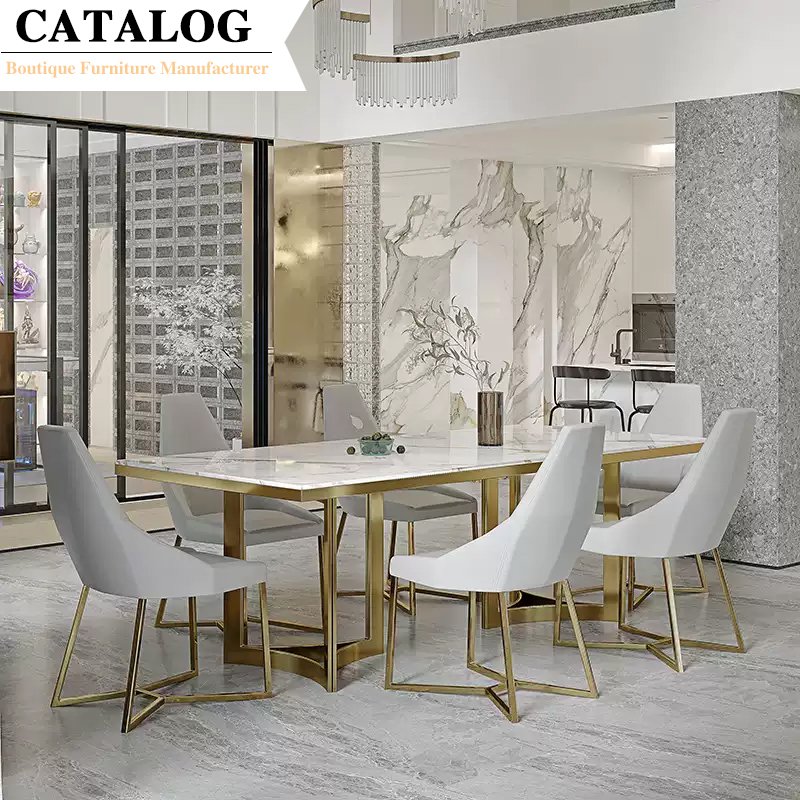 CATALOG Popular Customize Luxury Kitchen High-end Marble Dining Table for Hotel Restaurant Dining Tables For Hall