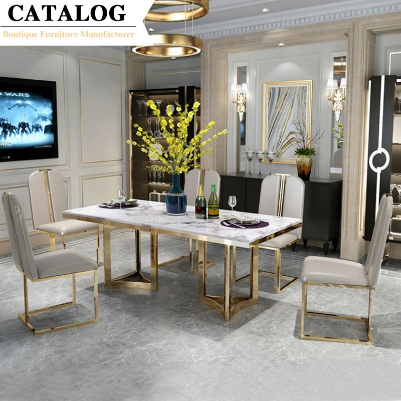 CATALOG Popular Customize Luxury Kitchen High-end Marble Dining Table for Hotel Restaurant Dining Tables For Hall