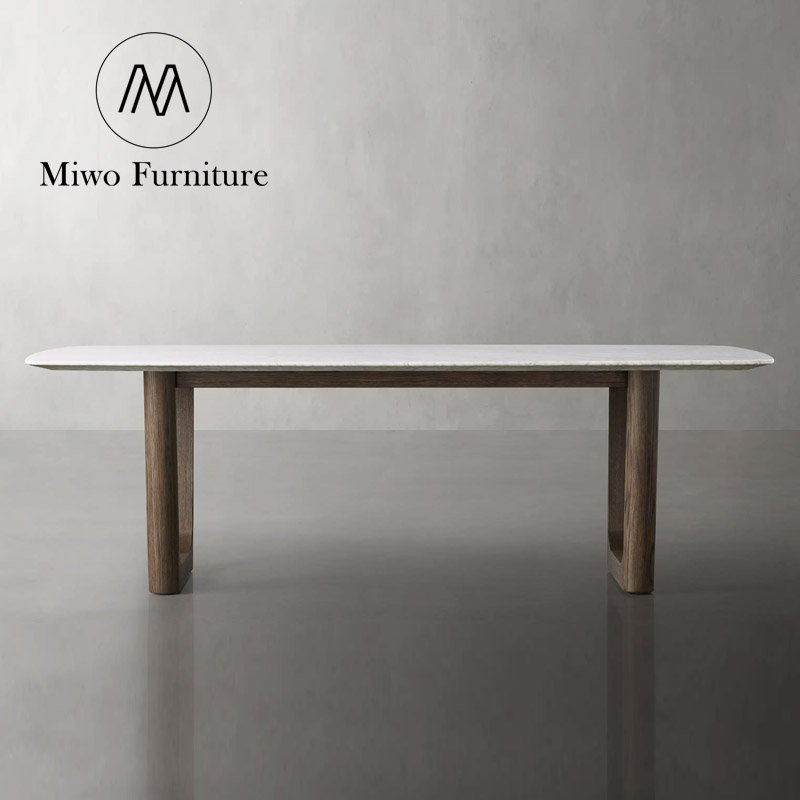 Modern wooden table and chair set Nordic Wooden 8 10 seat restaurant Natural marble table top Oak luxury dining table