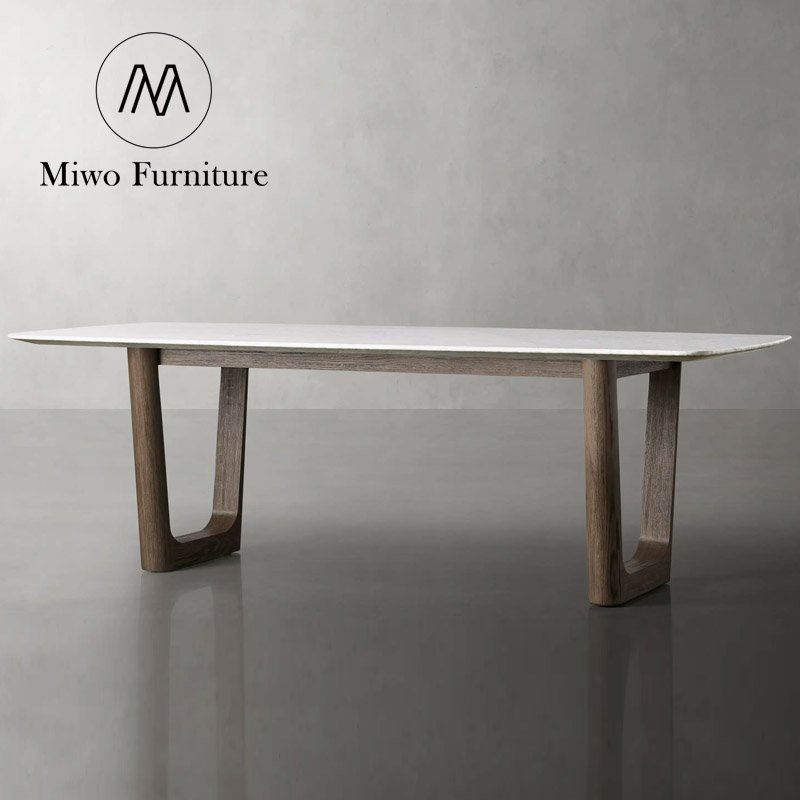 Modern wooden table and chair set Nordic Wooden 8 10 seat restaurant Natural marble table top Oak luxury dining table