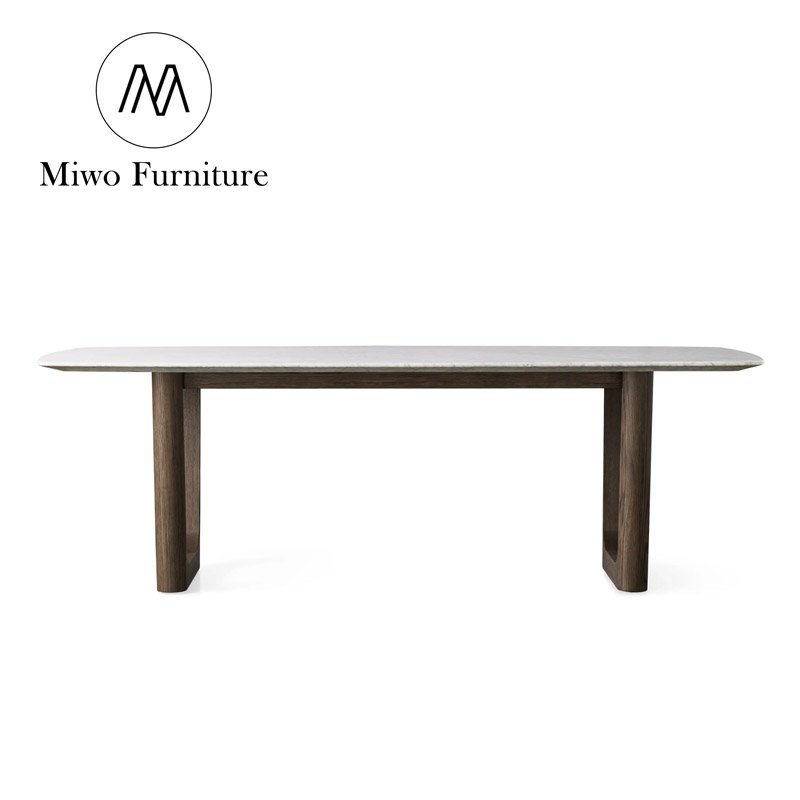 Modern wooden table and chair set Nordic Wooden 8 10 seat restaurant Natural marble table top Oak luxury dining table