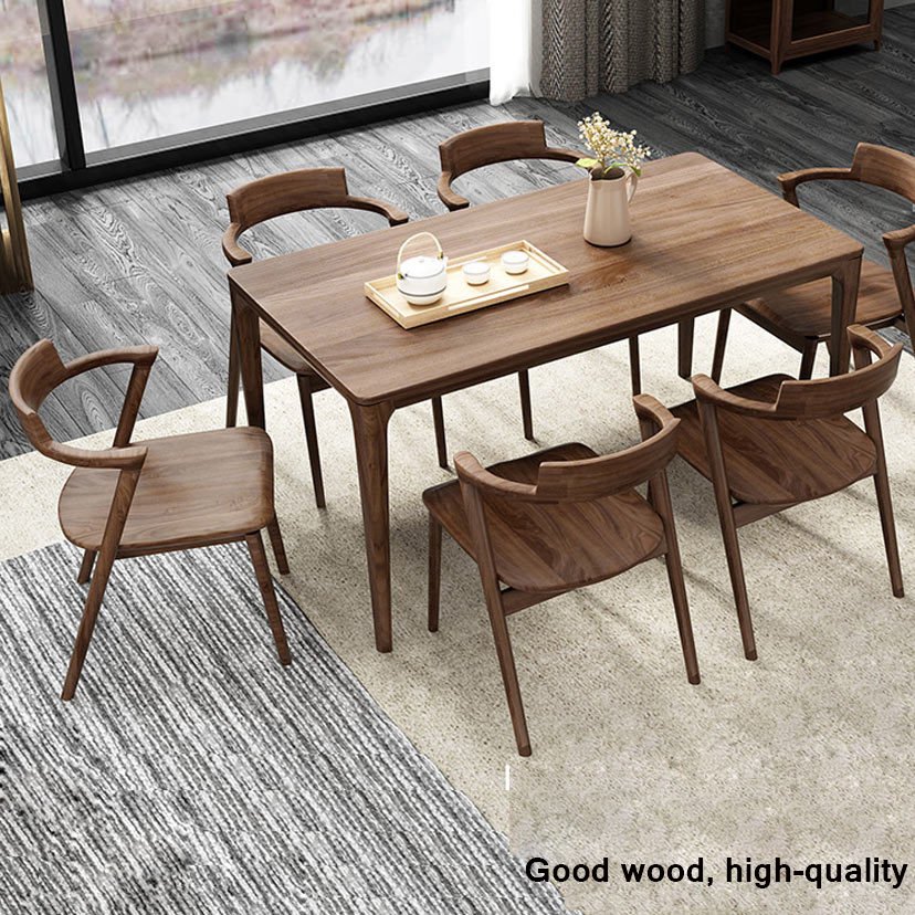 Wholesale Custom Solid Wood Black Walnut High Quality Simple Dining Coffee Table Desk Only for Dining Room Hotel Apartment