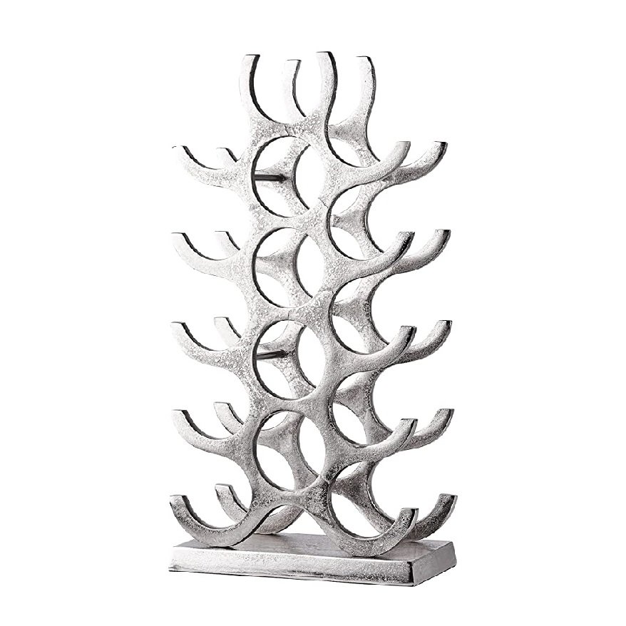 Aluminum 6 Bottles Wine Rack Barware Party Decorative Metal Bottle Stand in Modern look Handmade Wine Rack