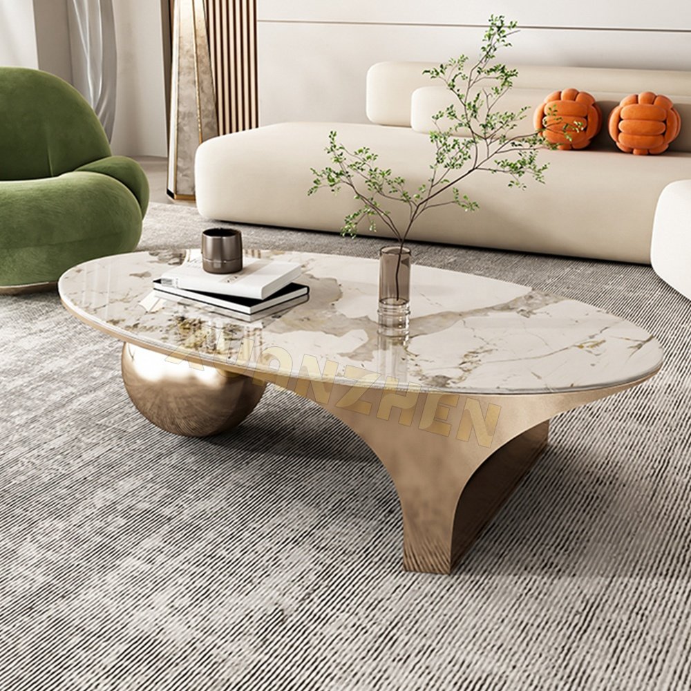 living room furniture china tea set steel marble slab table hotel leisure modern coffee table luxury coffee table
