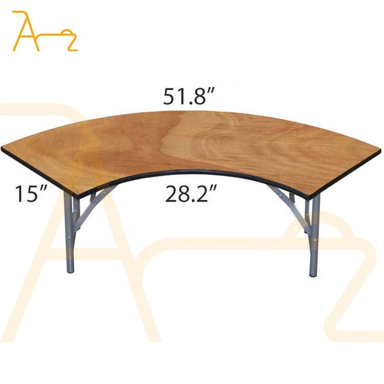2023 latest half moon european style design serpentine shape wedding table wood dining tables for banquet event