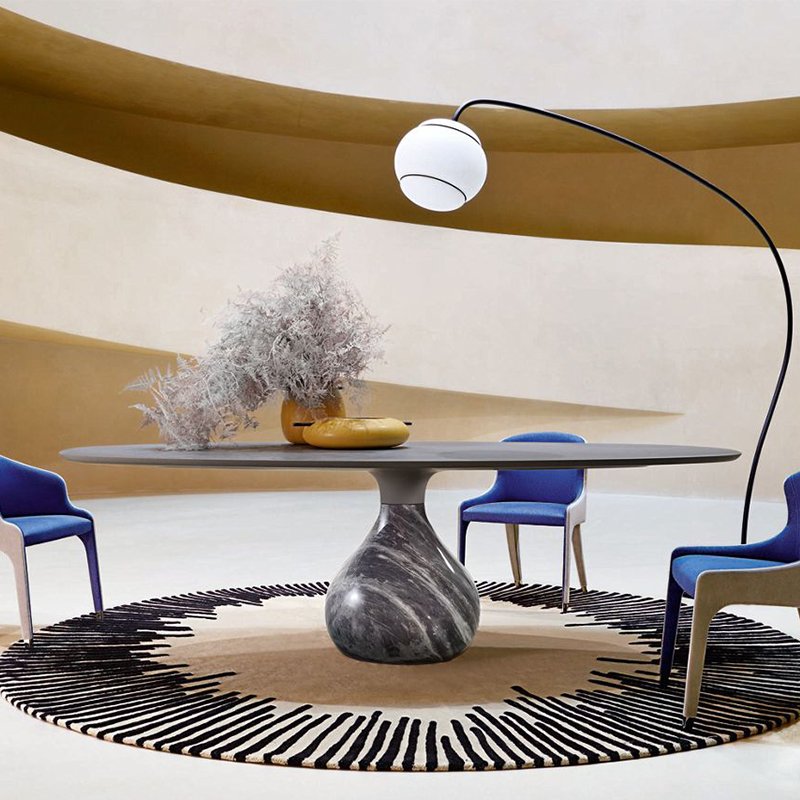 FUWOS dining table high-grade natural marble table home villa restaurant light luxury designer water drop round dining table