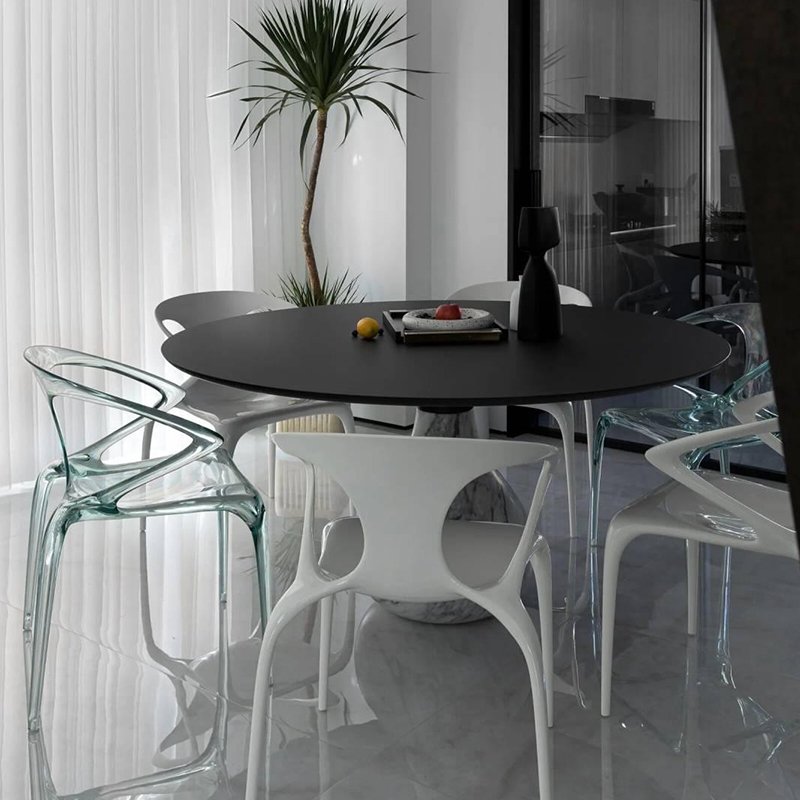 FUWOS dining table high-grade natural marble table home villa restaurant light luxury designer water drop round dining table