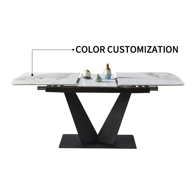 Guangdong Furniture Factory Stone Dining Table Set 6 Seater Extendable Dining Table Set 6 Chairs Oka Luxury Furniture Concrete