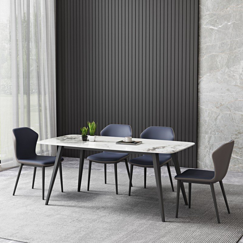 Luxury Furniture Kitchen Dining Room Table and Chairs Sintered Stone Rectangular Dining Table Set