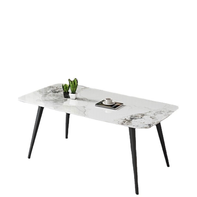 Luxury Furniture Kitchen Dining Room Table and Chairs Sintered Stone Rectangular Dining Table Set