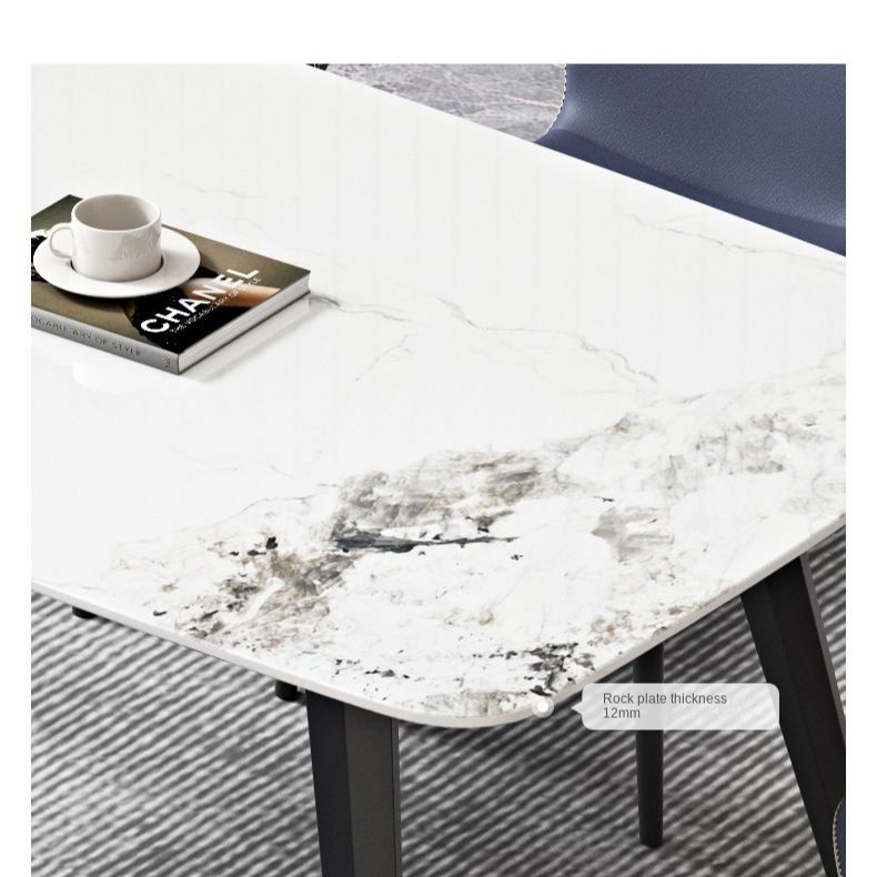 Luxury Furniture Kitchen Dining Room Table and Chairs Sintered Stone Rectangular Dining Table Set
