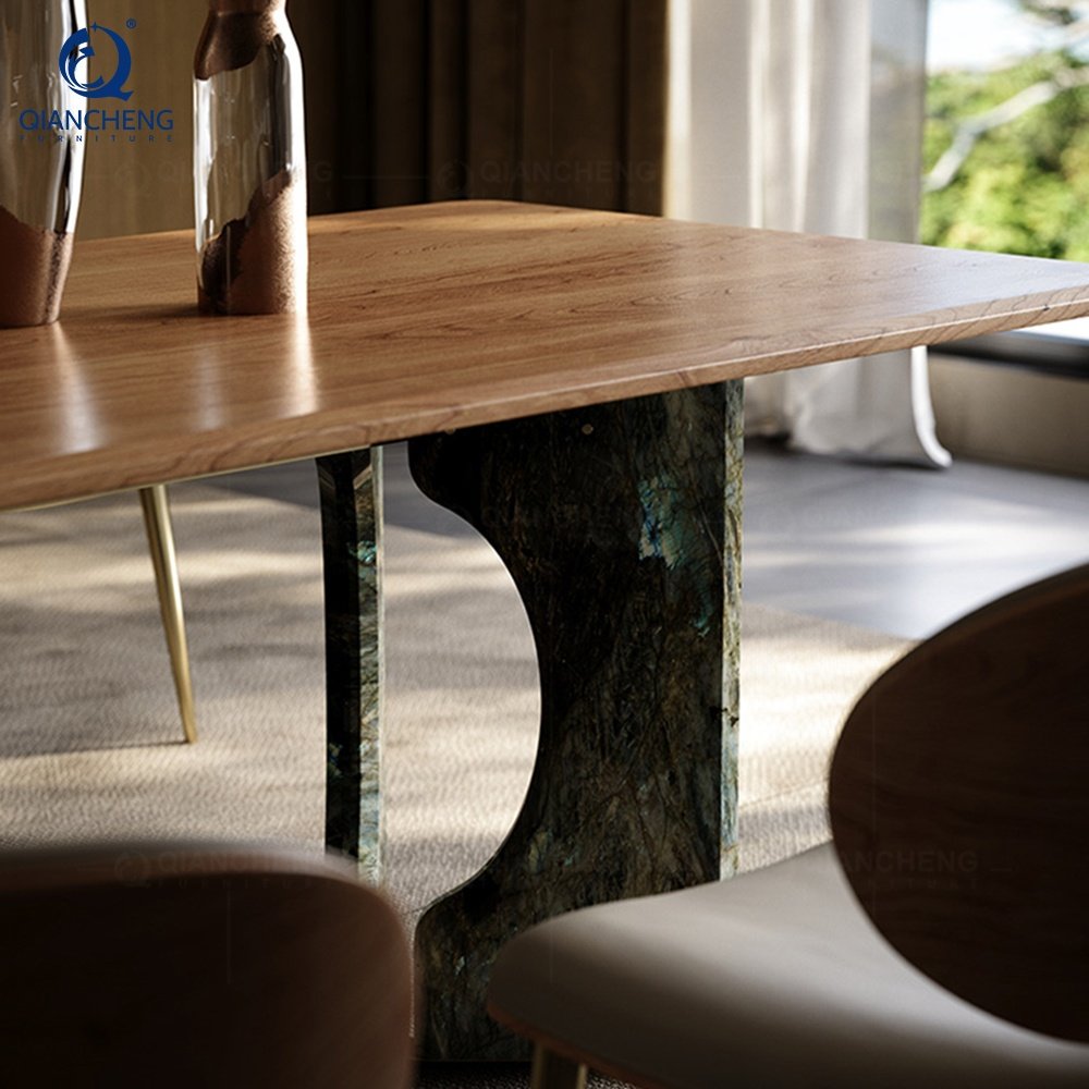 Buy furniture direct china luxury classic dinning table ser iron base wood top dinning table