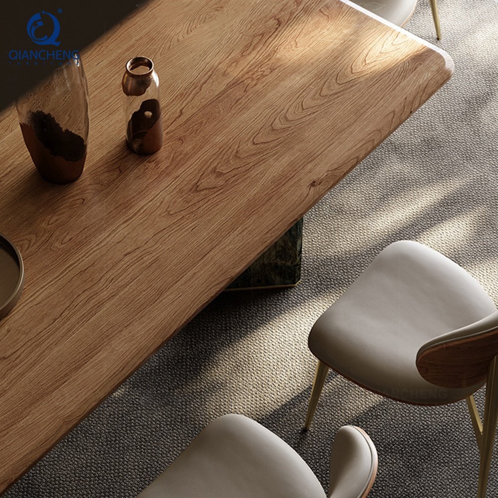Buy furniture direct china luxury classic dinning table ser iron base wood top dinning table