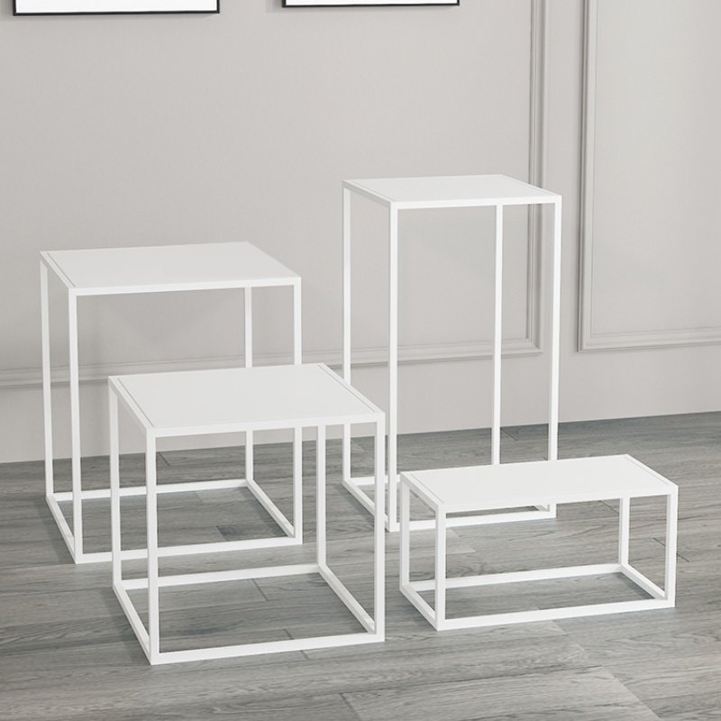 KINNO Nordic iron art small coffee table simple home sofa side creative small table combination high and low display shelf
