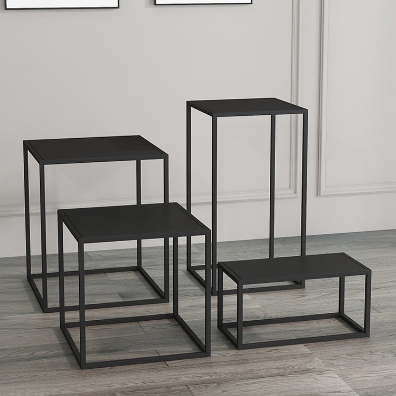KINNO Nordic iron art small coffee table simple home sofa side creative small table combination high and low display shelf