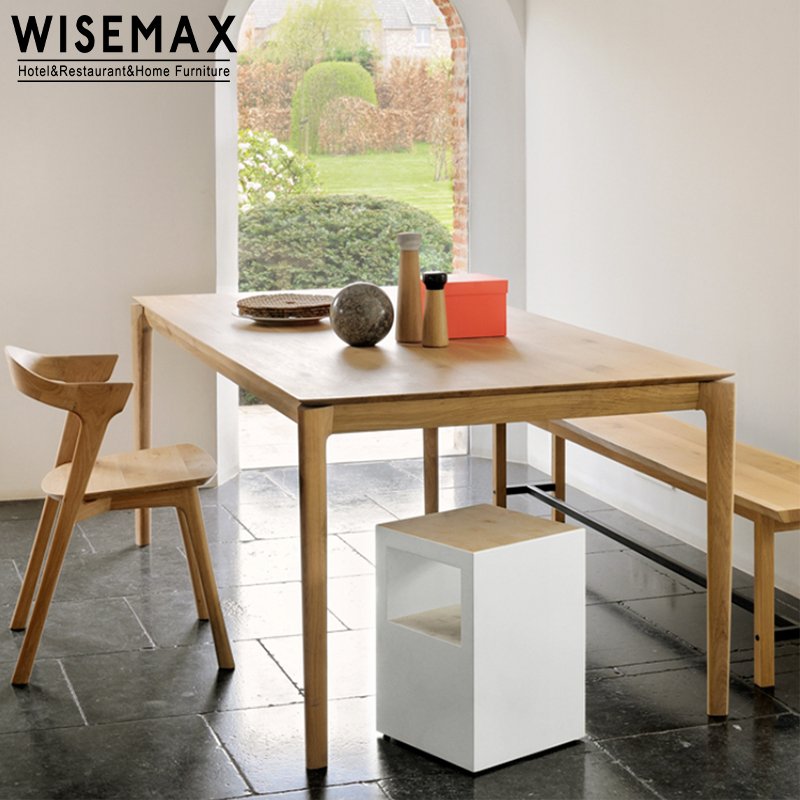 WISEMAX FURNITURE Nordic Modern Hotel Restaurant Dinner Table Natural Solid Ash Wooden 6 Seater Dining Table For Dining Room