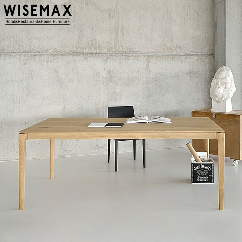 WISEMAX FURNITURE Nordic Modern Hotel Restaurant Dinner Table Natural Solid Ash Wooden 6 Seater Dining Table For Dining Room