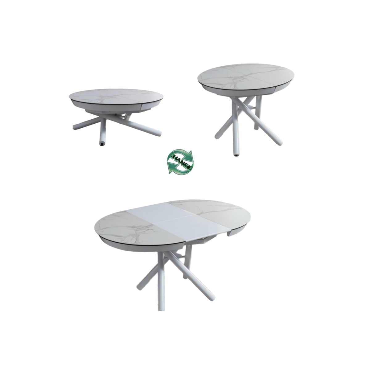 Modern Style Extendable Lifting Ceramic round Dining Table Versatile Steel Furniture for Home Office or Bedroom