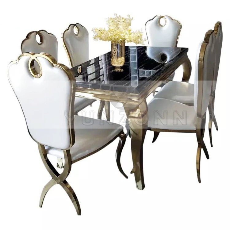 Modern Classic Tempered Glass Top Dining Table Durable Stainless Steel Frame Cost-Effective Home Living Room Outdoor Hotel Use