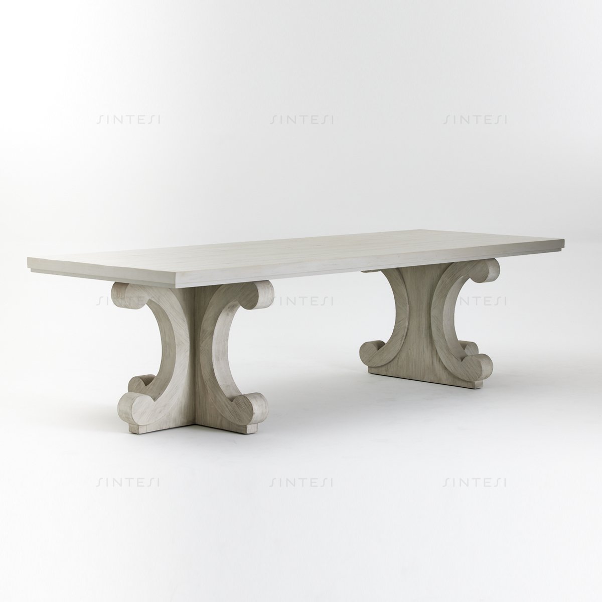 Classic 8-Seater White Pine Dining Table Set Natural Light Wooden Dining Room Furniture for Home and Hotel Use