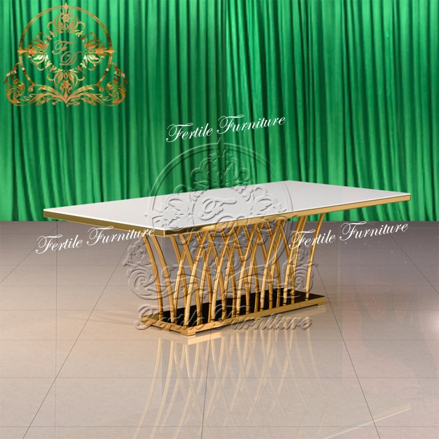 Elegant Design Style Gold Centerpieces Foshan Mid Century Modern Dining Table Modern Luxury