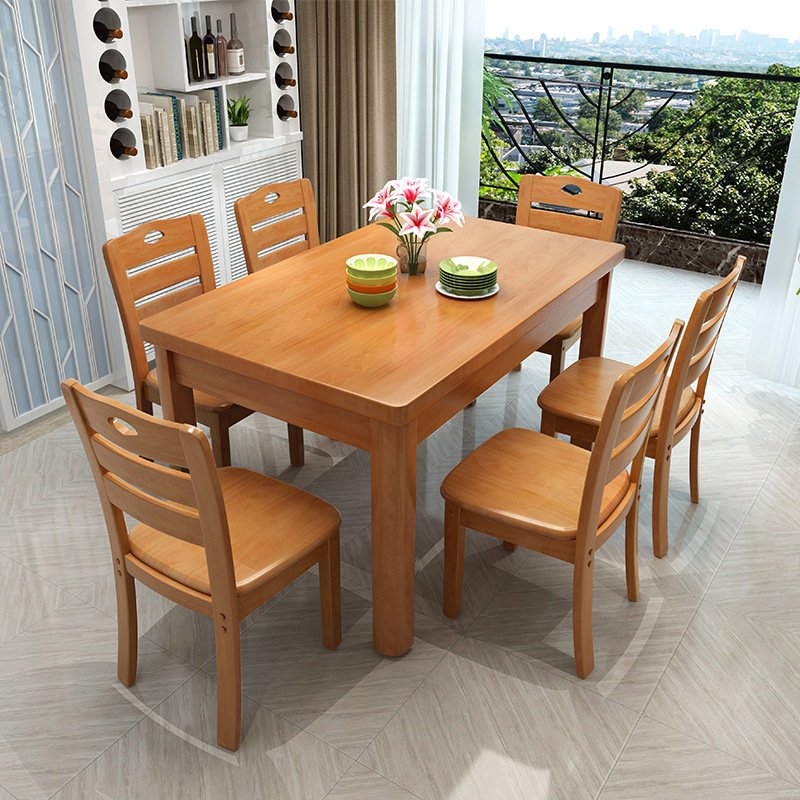 Affordable wooden table 6 chair set factory direct sales