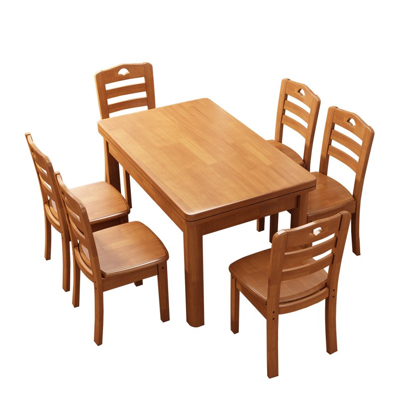Affordable wooden table 6 chair set factory direct sales