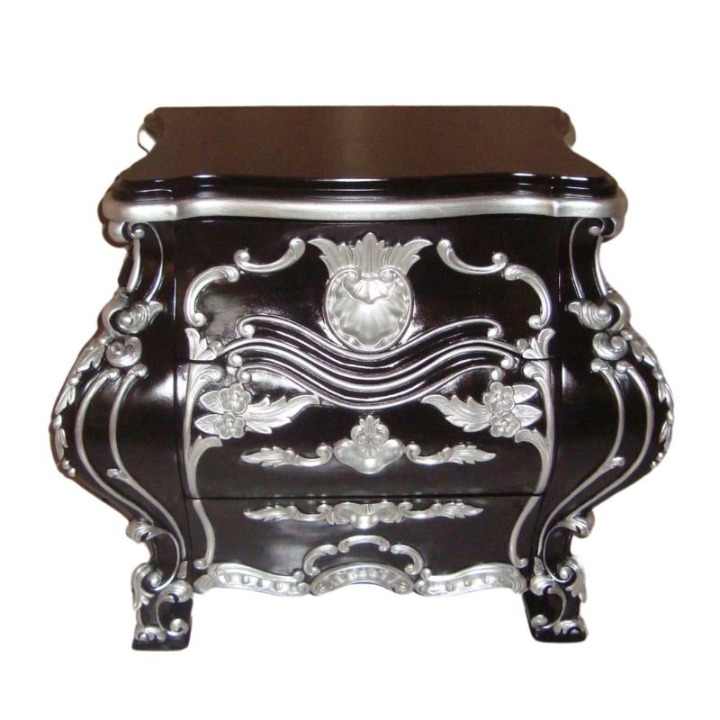 Rococo Bedside Table Antique Nightstand Wooden Classic Lamp Table Carved in Indonesia for Furnishing European Home Furniture
